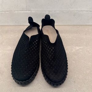 Ilse Jacobsen Black Perforated Slip-On Shoes. Size 7.